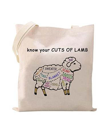 XYANFA Knitting Cuts Of Lamb Knitting Tote Bag Knitter Tote Bag Gift For Knitter Knitting Lover Gifts Sheep Lamb Lover Gift Cuts of Lamb Tote Bag