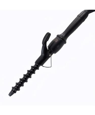 Spiral Hair Curler Beach Wave Curler 25mm Spiral Curling Iron Wand Professional 1 inch Ceramic Crimping Iron for Short and Long Hair LCD Display Hair Crimper Beach Wave Curler Hair Wand