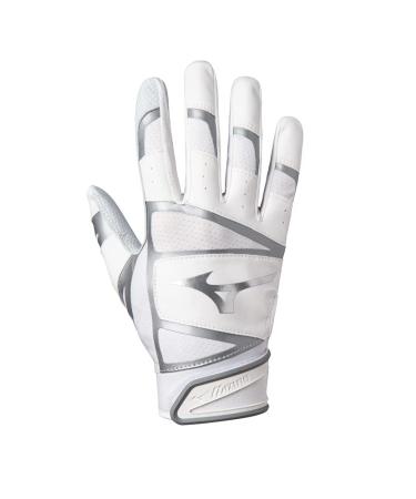 Mizuno Men's B-303 Batting Gloves L white-silver