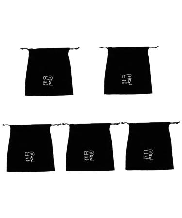 Gogogmee 5 Pcs Hair Dryer Storage Bag Cotton Drawstring Bags Drawstring Makeup Bag Sack Flannel Black