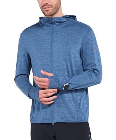 BALEAF Men's Lightweight Athletic Jacket Long Sleeve Quick Dry Running Workout Shirts Full Zip UPF50+ Hoodie Hiking A-blue Small