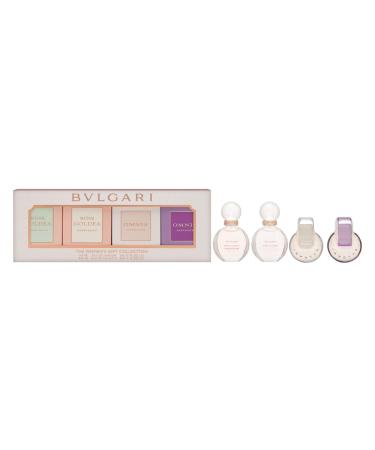 BVLGARI 4 Pc Mini Gift Set for Women (2 Pc Rose Goldea Blossom Delight Edp & Edt 5 ml+2 Pc Omnia Crystalline & Amethyste Edt Spray 5 ml)
