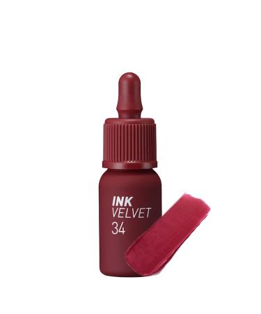 Peripera Ink the Velvet Lip Tint  High Pigment Color  Longwear  Weightless  Not Animal Tested  Gluten-Free  Paraben-Free (034 SMOKY RED)