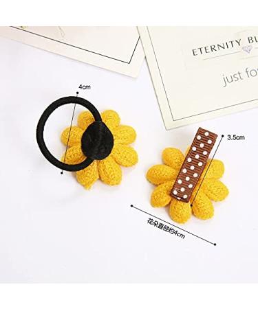 Sunflower Hair Clip Set for Girls - Mini Rubber Bands and Alligator Clips for Kids - Buy Online on SooperMarket.com