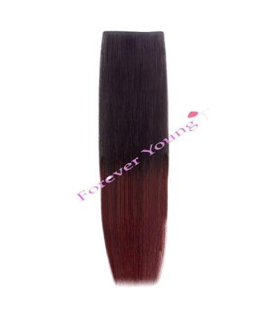 Forever Young UK 18" Dip Dye Ombre Clip-in Remy Human Hair Extensions Natural Black to Plum Red