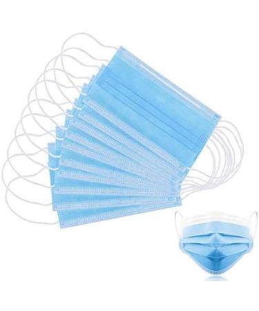 BigBig Home 100 Pieces Soft Disposable Face Masks - 3-Layer Dustproof Protective Masks with Ear Loops - Blue - Buy Online on SooperMarket.com