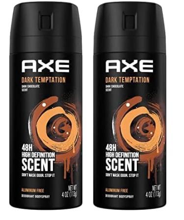 AXE Body Spray Deodorant Dark Temptation for Long Lasting Odor Protection Deodorant for Men Formulated Without Aluminum 4.0 oz (Pack of 2)