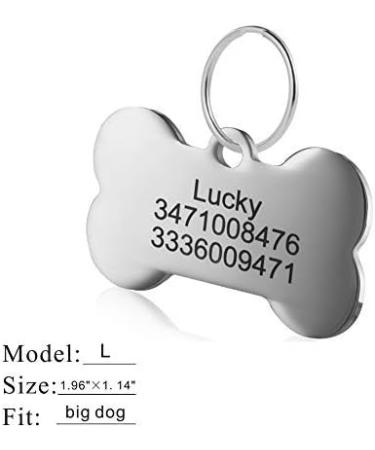LYL Premium Engraved Personalised Pet Dog Cat Name ID Stainless Steel Tag Collar (L Bone) L (Pack of 1) Bone - Buy Online on SooperMarket.com