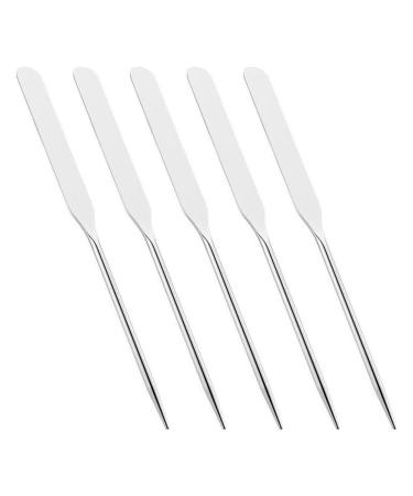 5 Pieces Stainless Steel Makeup Spatula Foundation Mixing Tool Eye Cream Spoon Foundation Spatula Cosmetic Skincare Spatula Nail Art Makeup Stirring Rod for Home Beauty Salon Silver