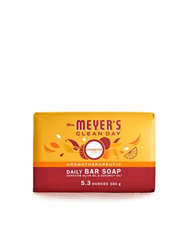Mrs. Meyer's Clean Day Clementine Bar Soap - 5.3 oz | Cruelty-Free Formula with Essential Oils | Body & Hand Wash - Buy Online on SooperMarket.com
