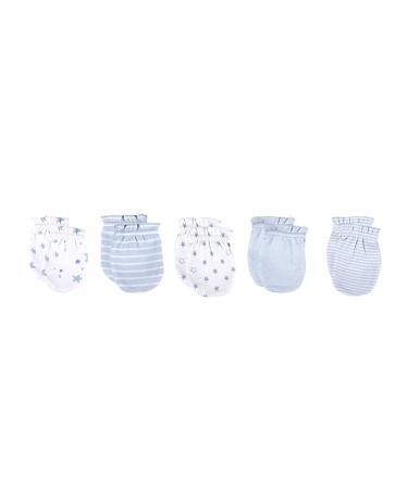 Baby Cotton Scratch Mittens-5 Pairs for Baby Boys Girls Newborn 0-6 Months Blue mittens