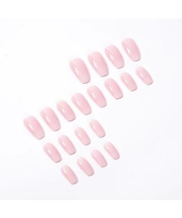 French Tip Long Press On Nails - 24 PCS Coffin Fake Nails | Glossy Pink Nails for Women - Buy Online on SooperMarket.com