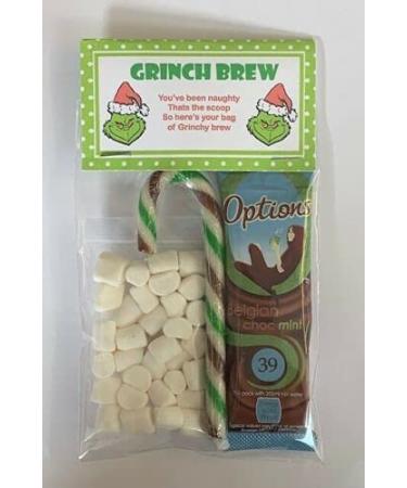 Grinch Brew Chocolate Marshmallows & Candy Cane Christmas Eve Box Fillers/stocking Xmas Hot Choc Gift