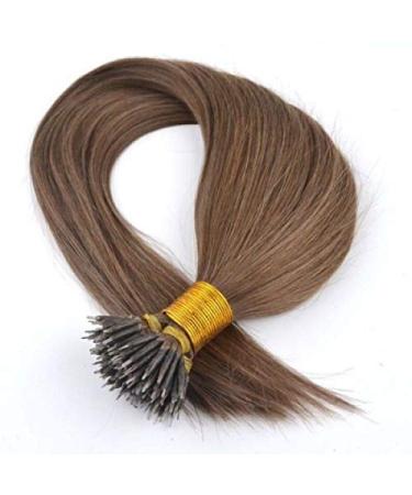 Nano Ring Extensions 100% Human Hair Colour: Light Brown #6 Length: 16 18 20 22 Inches Long. 100% Remy Human Hair with FREE BEADS (18" Length)