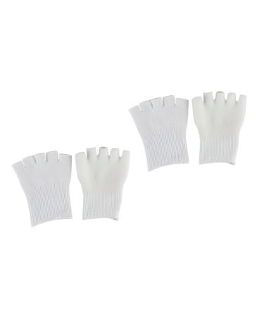 minkissy 2 Pairs Cracked Foot Socks Fingerless Gloves Open Toe Gel Socks Men Gel Toe Socks Five Toe Gel Socks Foot Care Supplies Moisturizing Socks Five Toes White Heel Cover