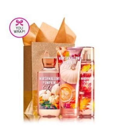 Bath & Body Works MARSHMALLOW PUMPKIN LATTE Fragrance Favorites Gift Kit   Shower Gel   Fragrance Mist & Body Cream