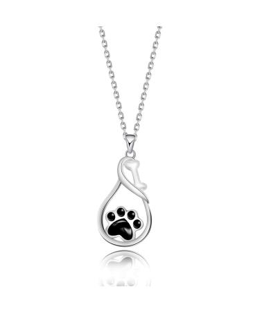 Dog Paw Necklace Dog Mom Gift Puppy Dog Cat Pet Paw Print Pendent Necklace Dog Remembrance Pet Loss Memorial Gift for Dog Mom Cat Mom footprint N