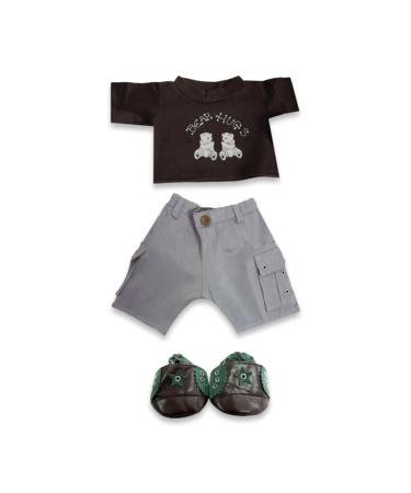 Teddy Bear Clothes Hugs Outfit Plus Shoes fits Build a Bear Build Your Bears Wardrobe (Brown)