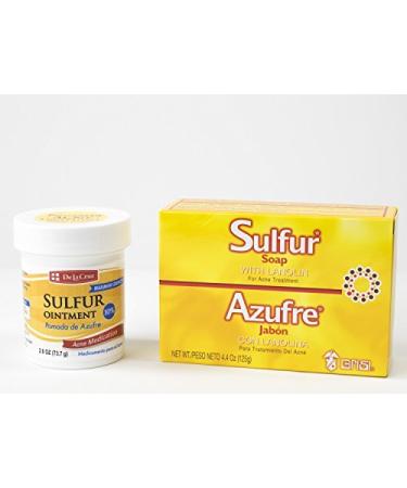 Sulfur Ointment Cream 2.6oz  1  | Sulfur Soap with Lanolin 4.4oz  1  Combo!