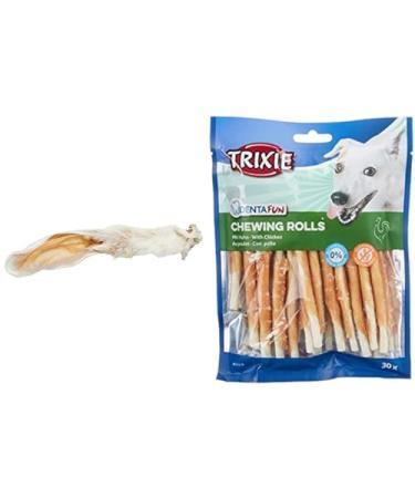 Trixie 27126 rabbit ears with fur 500 g & gluten -free chicken caurolle denta fun chicken chewing rolls 12 cm 30 St./240 g - 31378 rabbit ears + duck chewing rolls