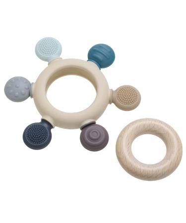 LoveyLu Silicone Teething Ring - BPA Free Teether Toy for Newborns | Chewable & Soothing Gum Pain Relief (Blue) - Buy Online on SooperMarket.com