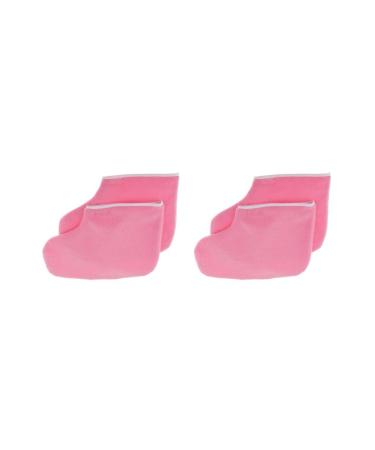 2 Set of Professional Paraffin Wax Therapy Terry Cloth Booties for Feet Spa Pedicure 2 Set of (Pink)