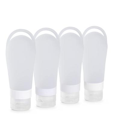 Bigqin silicone travel bottles 90/60 ml sets 4 run-off liquid containers with carabiner cleaning brush reusable portable containers for shampoo shower gel hand washing fluid translucently 90ml