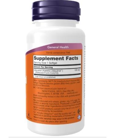 Now Foods Ubiquinol 100mg 120 Soft Capsules Coenzyme Q10 - Buy Online on SooperMarket.com