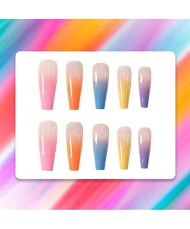Brishow Long Ballerina False Nails - Colorful Press On Acrylic Stick On Nails for Women and Girls - Buy Online on SooperMarket.com