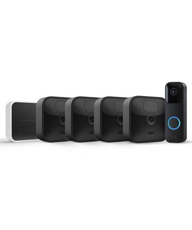 Blink Outdoor weather-resistant HD monitoring camera 4 camera + blink video Doorbell two-way audio HD video and movement recording |Works with Alexa System with 4 cameras + video Doorbell