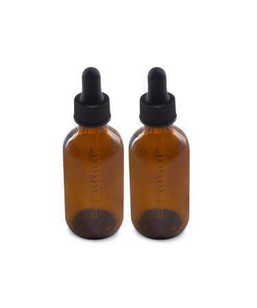 The Bottle Depot - 2 Pack - 2 oz Glass Bottle with Dropper - Clear Amber - 20-400 Neck Finish - Boston Round Bottles - Leakproof Essential Oils Bottles 2pk (BK Dropper) Clear Amber