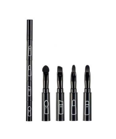 Makeup brushes 1PC 4 In 1 Premium Detachable Brush Multi-Sections Cosmetic Makeup Brush Lip Brush Eyeshadow Brush Eyebrow Brush Portable Travel Makeup Brush Kit(Black)