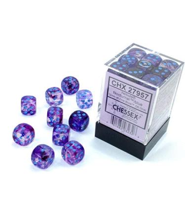 Chessex Nebula 12mm d6 Nocturnal/Blue w/Luminary Dice Block (36 dice)