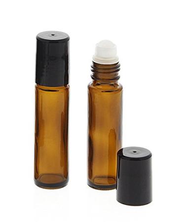 Brown glass deodorant stick 10ml Kosmetex empty roll-on bottle with deodorant roller for self-filling 2 pieces 10 ml (pack of 2)