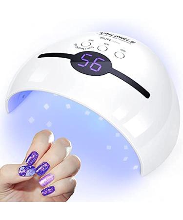 Nailgirls dryer UV nail lamp for gel nails 48W LED lamp nails with 3 timer LCD display nail dryer UV lamp for car sensor nail polish dryer device to family finger toe and salon (white1)