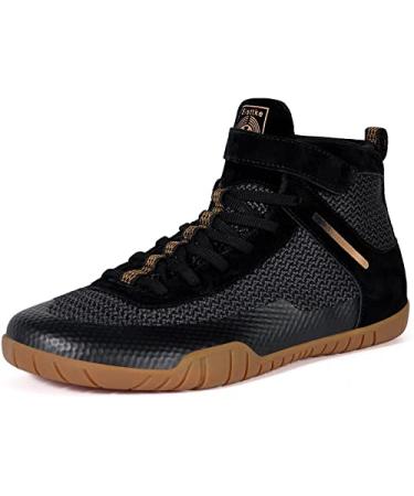Wrestling Shoes Men Boxing Shoe Fitness Sneakers Zero Drop Sole 10 Wide Black Gold
