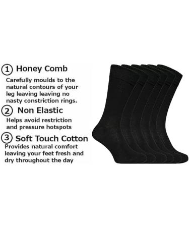 ITRAT Diabetic sock for Woman- Non Elastic Wide Honey Comb Top Soft Cuff Ankle Wide Grip Odema Friendly Non Binding Circulatory For Swollen Feet legs Size 4-7 4-7 Black (6 Pairs) - Buy Online on SooperMarket.com