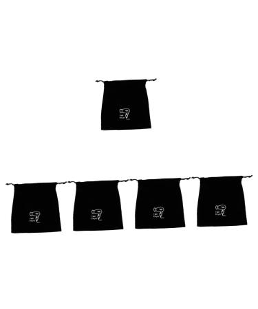 Baluue 5pcs Flannel Hair Dryer Bag Travel Drawstring Bag Hair Tools Travel Bag Hair Dryer Bag for Travel Bag for Hair Dryer Hair Dryer Organizer Flat Ironing Travel Bag Travel Makeup Bag 26.00X23.00X0.50CMx5pcs Blackx5pcs