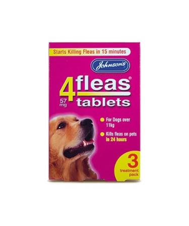 Johnsons 4 Fleas Tablets for Dogs Over 11kg x 3 Tablets 30g - Bulk Deal of 6x