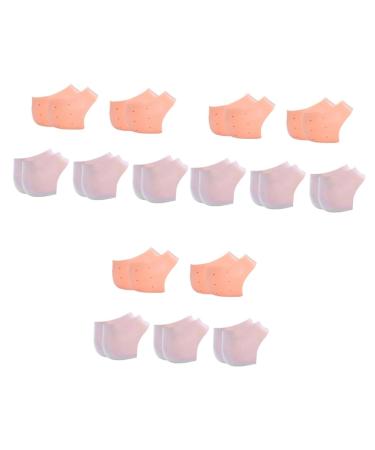 minkissy 15 Pairs Pedicure Heel Crack Reusable Moisturizing Heal Dry Cracked Heels Silicone Heel Grips Cushion Sleeves Foot Silicone Heel Pads Spa Heel Sleeve Gel Heel Protectors Sock Set