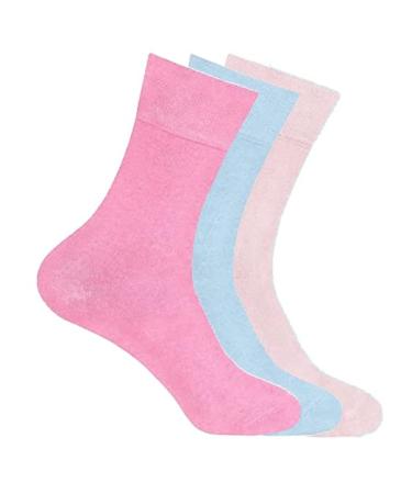 ZRWASKA Women's Diabetic Socks Oedema friendly Wide Honey Comb top soft cuff Ankle Non-Elastic for Swollen feet Legs Non-Binding Circulatory Sock 3 Pack Size 4-7 4-7 Pastel Colours (3 Pairs)