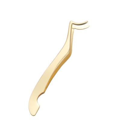 Hair Removal Tweezers False eyelash tweezers false eyelash therapeutic instrument eyelash lengthening curling forceps auxiliary clamp cosmetic forceps tool(Color:Gold)