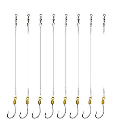 Fishing Hook with Leader,5 Hooks Fishing Rig-7 Strands Nylon Coated Fishing Leader with Swivle,Snap,Hooks 1 hook rig 18#