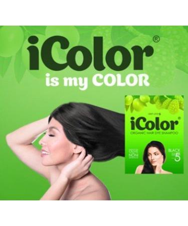 iColor Organic Hair Dye Shampoo - 10 Sachets (Black 25ml) | Permanent Easy DIY Hair Color in 5-15 Minutes - Buy Online on SooperMarket.com