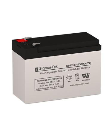 SigmasTek SP12-9 - 12V 9AH F2 SLA Battery - Replaces: Universal Power UB1290 (40748) UB1280HR (D5785) B&B Battery BP8-12 HR9-12 Vision CP1290 Yuasa NP9-12