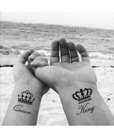 Set of 2 Waterproof Temporary King Queen Crown Fake Tattoo Stickers by SanerLian - Buy Online on SooperMarket.com
