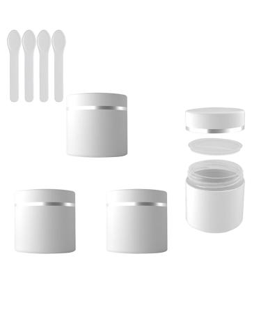 Zeoabsy 4 pieces 30ml emptiness Matt white Double-walled plastic cream can with screw cap with silver edge plastic socket snack screw socket ointment put cosmetic can for gels creams