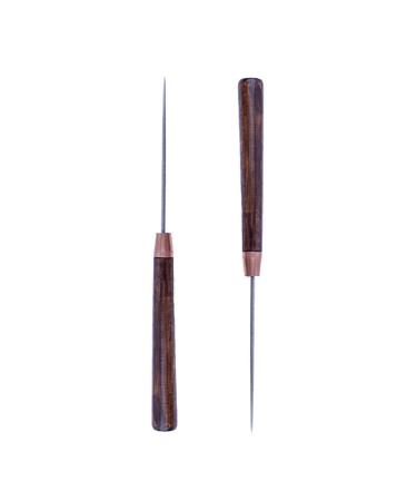 ZLKSKER (Pack of 2) Leather Scratch Awl with Wooden Handle Sewing Tailors Awl for Punch Stitching DIY Handmade Leather Craft Repair Tools