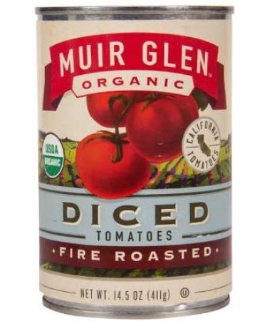 Muir Glen Organic Diced Tomatoes, Fire Roasted,14.5 Oz Cans,12 Pack