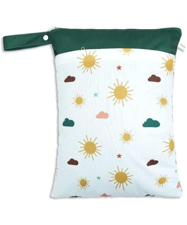 Muslong Diaper Bag Wetbag Set - 3 Reusable Wet Bags for Cloth Diapers & On-the-Go Essentials (Green & Sun) - Perfect for Babies & Dirty Clothes - Buy Online on SooperMarket.com